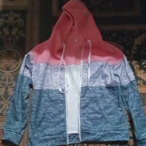 Pink light gray & dark gray zip up